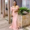 Long Pink Mermaid Off the Shoulder Bridesmaid Dresses 902338