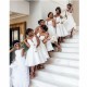Short White Spaghetti Straps Beaded Bridesmaid Dresses 902345
