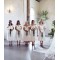 Long White Off the Shoulder Tea Length Bridesmaid Dresses 902346