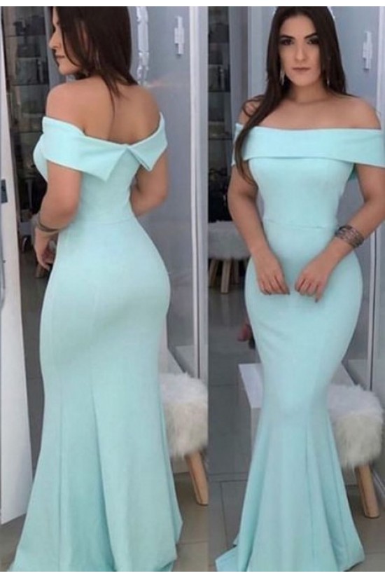 Long Blue Mermaid Off the Shoulder Bridesmaid Dresses 902351 Long Blue Mermaid Off the Shoulder Bridesmaid Dresses 902351