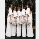 Long White Floor Length Bridesmaid Dresses with Sleeves 902353