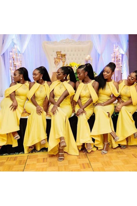 Long Yellow Mermaid Beaded Lace Bridesmaid Dresses 902354 Long Yellow Mermaid Beaded Lace Bridesmaid Dresses 902354