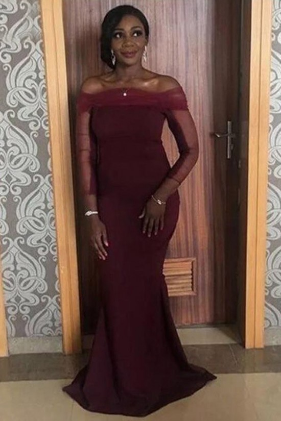 Long Mermaid Off the Shoulder Bridesmaid Dresses with Sleeves 902355 Long Mermaid Off the Shoulder Bridesmaid Dresses with Sleeves 902355