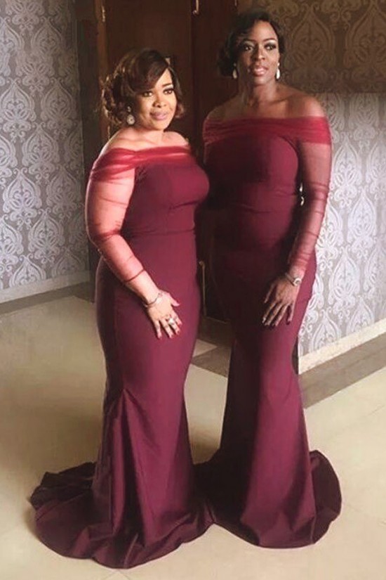 Long Mermaid Off the Shoulder Bridesmaid Dresses with Sleeves 902355 Long Mermaid Off the Shoulder Bridesmaid Dresses with Sleeves 902355