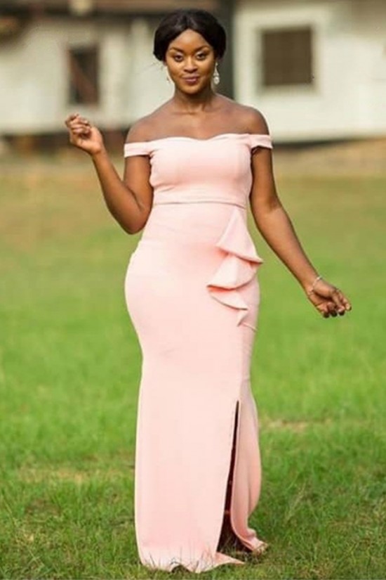 Long Pink Mermaid Off the Shoulder Bridesmaid Dresses 902356 Long Pink Mermaid Off the Shoulder Bridesmaid Dresses 902356