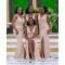 Long Pink Mermaid V Neck Bridesmaid Dresses 902359