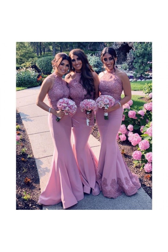 Long Pink Mermaid Lace Floor Length Bridesmaid Dresses 902363 Long Pink Mermaid Lace Floor Length Bridesmaid Dresses 902363