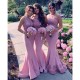 Long Pink Mermaid Lace Floor Length Bridesmaid Dresses 902363 Long Pink Mermaid Lace Floor Length Bridesmaid Dresses 902363