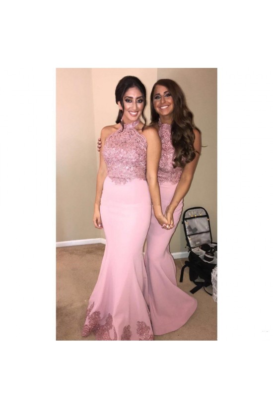 Long Pink Mermaid Lace Floor Length Bridesmaid Dresses 902363 Long Pink Mermaid Lace Floor Length Bridesmaid Dresses 902363