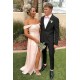 Long Pink Off the Shoulder Chiffon Bridesmaid Dresses 902366