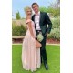 Long Pink Off the Shoulder Chiffon Bridesmaid Dresses 902366