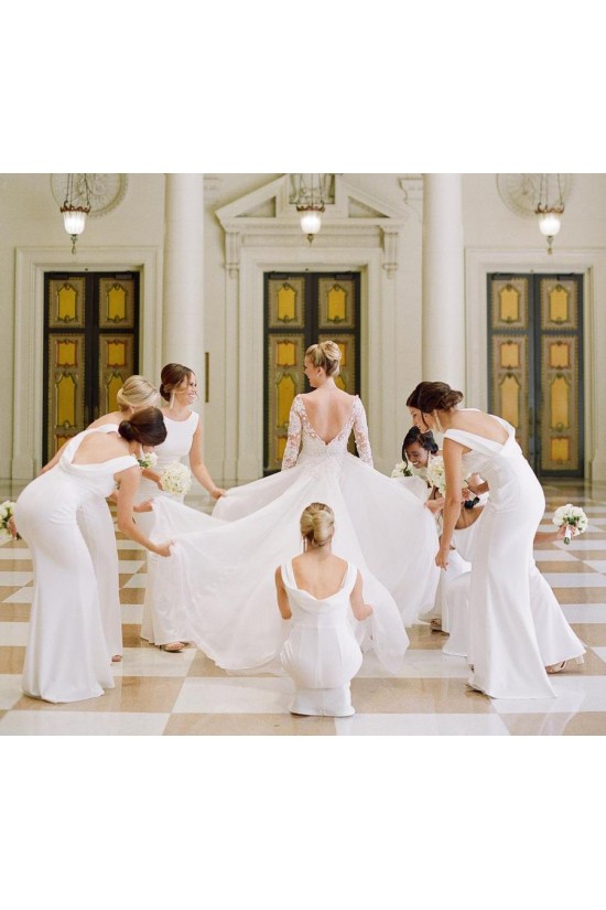 Long White Mermaid Floor Length Bridesmaid Dresses 902369 Long White Mermaid Floor Length Bridesmaid Dresses 902369