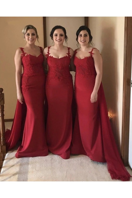 Long Red Mermaid Lace Bridesmaid Dresses 902370 Long Red Mermaid Lace Bridesmaid Dresses 902370