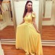 Long Yellow Off the Shoulder Chiffon Bridesmaid Dresses 902387 Long Yellow Off the Shoulder Chiffon Bridesmaid Dresses 902387