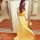Long Yellow Off the Shoulder Chiffon Bridesmaid Dresses 902387 Long Yellow Off the Shoulder Chiffon Bridesmaid Dresses 902387