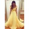 Long Yellow Off the Shoulder Chiffon Bridesmaid Dresses 902387