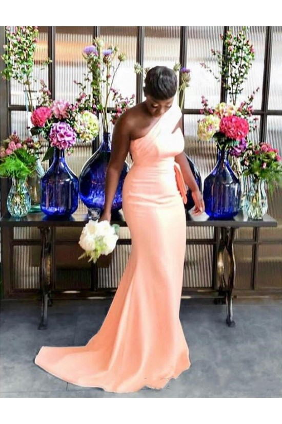 Long Pink One Shoulder Bridesmaid Dresses 902389 Long Pink One Shoulder Bridesmaid Dresses 902389