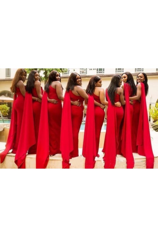 Long Red One Shoulder Bridesmaid Dresses 902411 Long Red One Shoulder Bridesmaid Dresses 902411