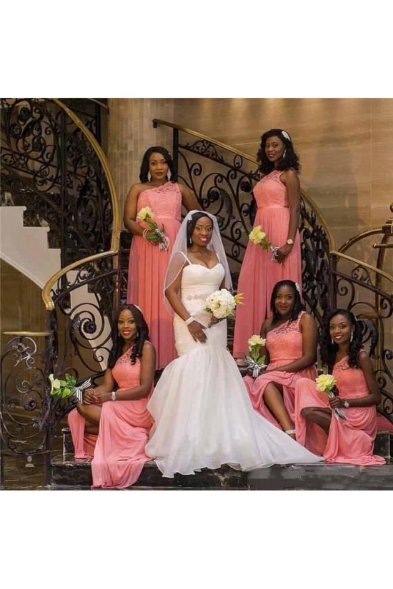 Long Chiffon and Lace One Shoulder Bridesmaid Dresses 902414 Long Chiffon and Lace One Shoulder Bridesmaid Dresses 902414