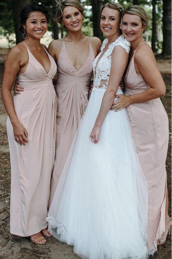 Sheath/Column V Neck Long Bridesmaid Dresses 902417 Sheath/Column V Neck Long Bridesmaid Dresses 902417