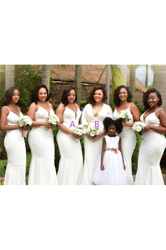 Long White Mermaid Bridesmaid Dresses 902419