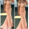 Long Pink Mermaid Lace Bridesmaid Dresses with Sleeves 902422