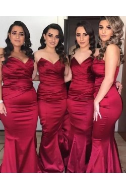 Long Mermaid Sweetheart Burgundy Bridesmaid Dresses 902433