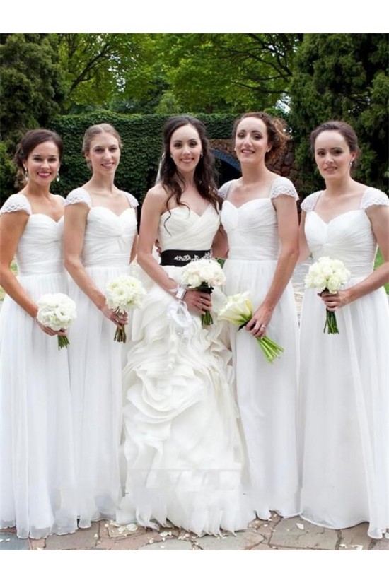 Long White Chiffon Floor Length Bridesmaid Dresses 902449 Long White Chiffon Floor Length Bridesmaid Dresses 902449