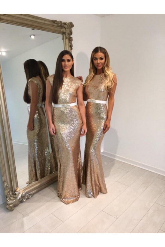Long Mermaid Gold Sequin Bridesmaid Dresses 902458 Long Mermaid Gold Sequin Bridesmaid Dresses 902458