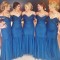 Long Royal Blue Mermaid Tulle Bridesmaid Dresses 902462