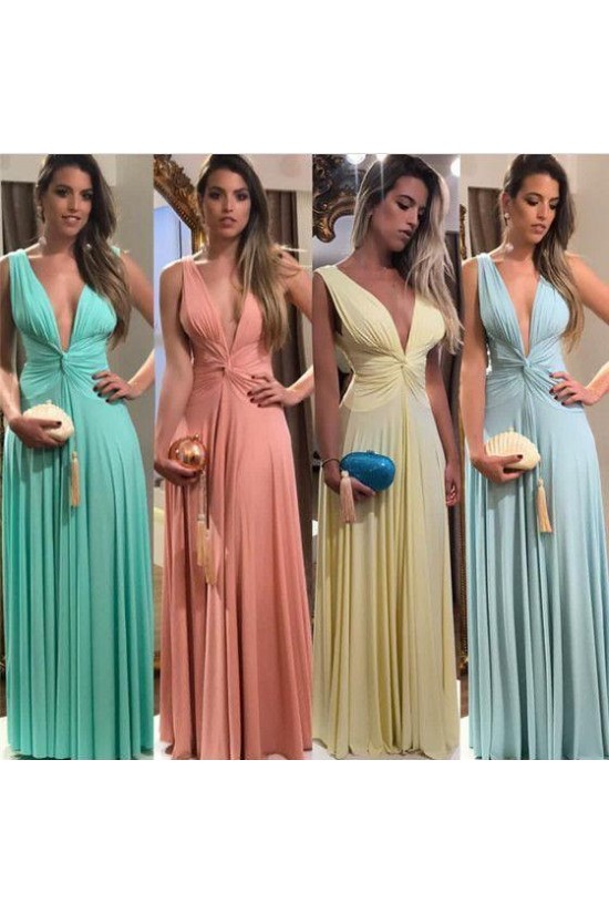 Long Chiffon Deep V Neck Bridesmaid Dresses 902466 Long Chiffon Deep V Neck Bridesmaid Dresses 902466