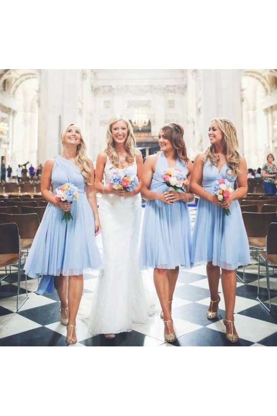 Short Blue Chiffon Bridesmaid Dresses 902468 Short Blue Chiffon Bridesmaid Dresses 902468