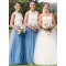 Long Blue Tulle White Lace Bridesmaid Dresses 902469