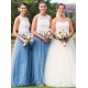 Long Blue Tulle White Lace Bridesmaid Dresses 902469 Long Blue Tulle White Lace Bridesmaid Dresses 902469