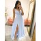 Long Blue Chiffon Floor Length Bridesmaid Dresses 902474