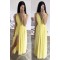 Long Yellow Chiffon V Neck Floor Length Bridesmaid Dresses 902480