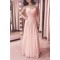 Long Pink Chiffon Spaghetti Straps Bridesmaid Dresses 902481