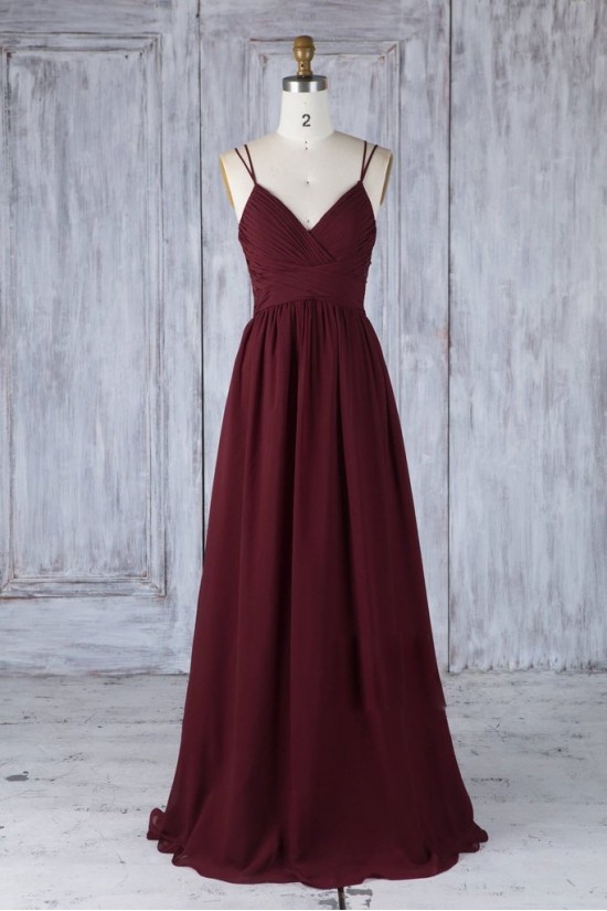 Long Grape Purple Chiffon Lace Spaghetti Straps Bridesmaid Dresses 902482 Long Grape Purple Chiffon Lace Spaghetti Straps Bridesmaid Dresses 902482