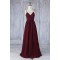 Long Grape Purple Chiffon Lace Spaghetti Straps Bridesmaid Dresses 902482