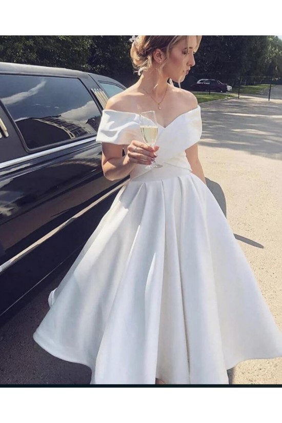 Elegant Off the Shoulder Tea Length Wedding Dresses Bridal Gowns 903008 Elegant Off the Shoulder Tea Length Wedding Dresses Bridal Gowns 903008