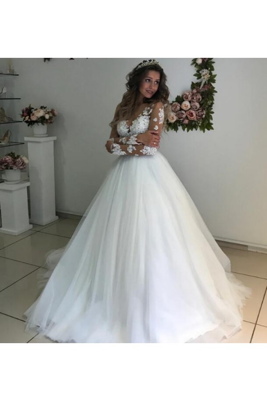 A-Line Lace Long Sleeves Wedding Dresses Bridal Gowns 903010 A-Line Lace Long Sleeves Wedding Dresses Bridal Gowns 903010