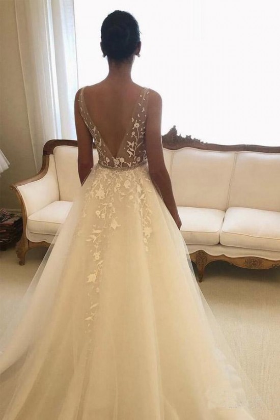 Elegant A-Line Lace Long Wedding Dresses Bridal Gowns 903029 Elegant A-Line Lace Long Wedding Dresses Bridal Gowns 903029