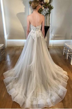 A-Line Sweetheart Lace and Tulle Wedding Dresses Bridal Gowns 903036