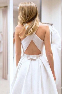 Long White A-Line Wedding Dresses Bridal Gowns 903046