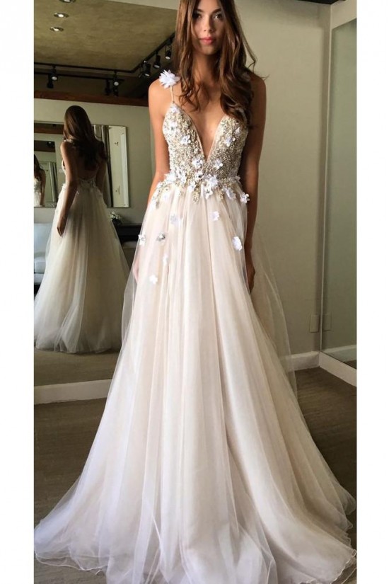 A-Line Beaded Tulle Wedding Dresses Bridal Gowns 903049 A-Line Beaded Tulle Wedding Dresses Bridal Gowns 903049