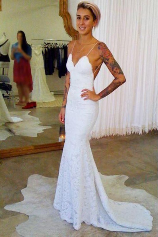 Mermaid Spaghetti Straps Lace Wedding Dresses Bridal Gowns 903053 Mermaid Spaghetti Straps Lace Wedding Dresses Bridal Gowns 903053