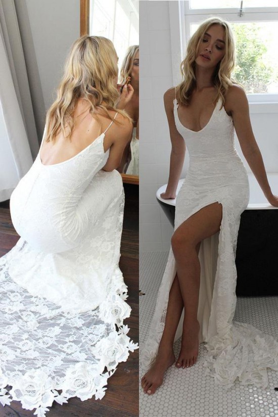 Spaghetti Straps V Neck Lace Wedding Dresses Bridal Gowns 903056 Spaghetti Straps V Neck Lace Wedding Dresses Bridal Gowns 903056