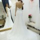 Long Halter Beaded V Neck Chiffon Wedding Dresses Bridal Gowns 903059
