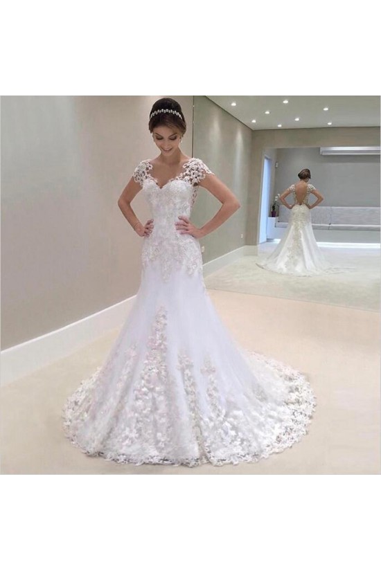 A-Line V Neck Lace Long Wedding Dresses Bridal Gowns 903066 A-Line V Neck Lace Long Wedding Dresses Bridal Gowns 903066