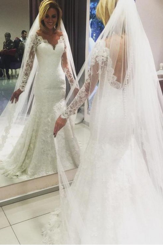 Mermaid Lace Long Sleeves Wedding Dresses Bridal Gowns 903078 Mermaid Lace Long Sleeves Wedding Dresses Bridal Gowns 903078